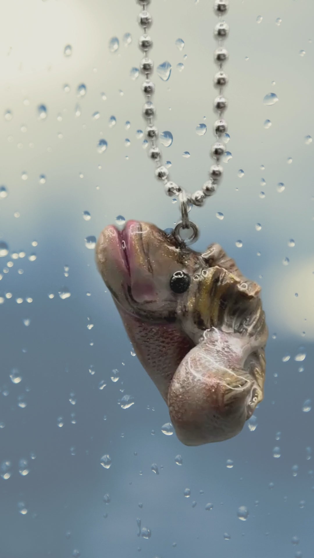 A Walleye fish car charm for your rear view mirror. Handmade with Polymer clay.